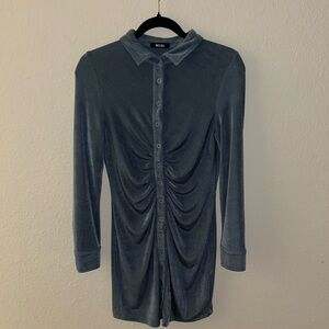 Elegant Blue Velvet Dress